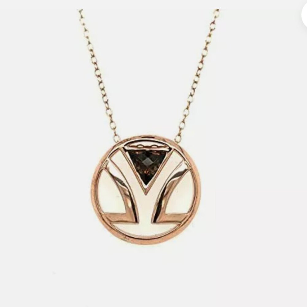 14k  gold plated  Silver Levian Chocolate Quartz Pendant Necklace
